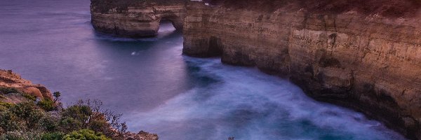 Wybrzeże, Morze, Klif, Zachód słońca, Loch Ard Gorge, Australia