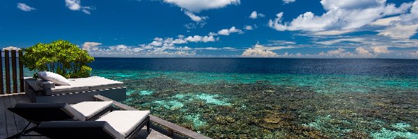 Kurort, Taras, Leżaki, Wakacje, Ocean, Malediwy