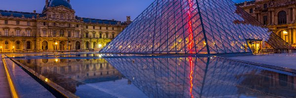 Pałac, Francja, Paryż, Piramida, Muzeum Luwr