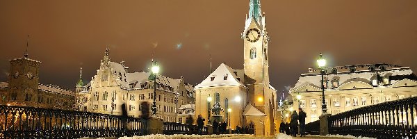 Szwajcaria, Zima, Zurich, Most, Kościół