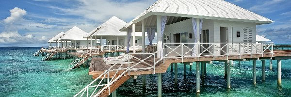 Domki, Malediwy, Tropiki, Morze