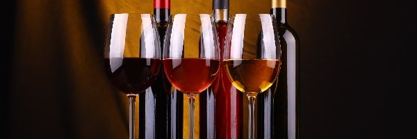 Kieliszki, Butelki, Wino