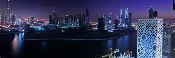 Dubaj, Noc, Miasto, Zjednoczone Emiraty Arabskie