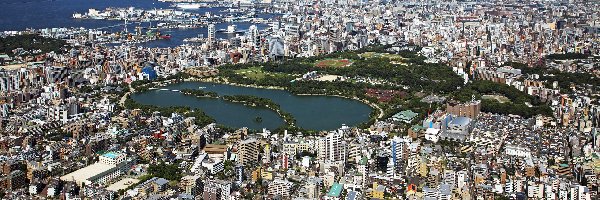 Japonia, Miasto, Panorama, Fukuoka