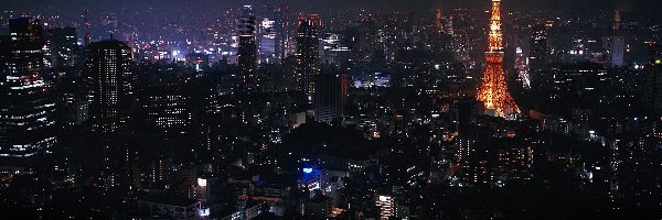 Miasto nocą, Tokyo Tower, Tokio
