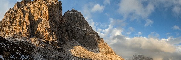 Góry, Dolomity, Tre Cime di Lavaredo, Niebo, Skały