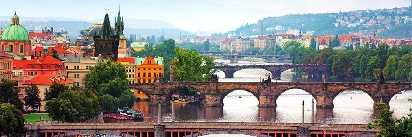 Czechy, Miasto, Praga, Rzeka, Mosty