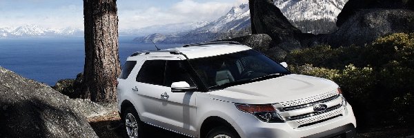 Góry, Drzewa, Skały, Ford Explorer