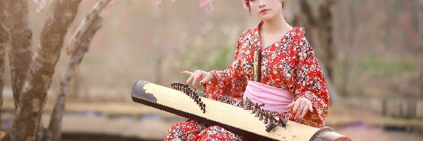 Kimono, Koto, Instrument, Dziewczyna