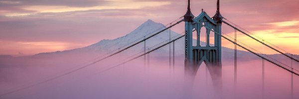 Most St. Johns Bridge, Stan Oregon, Portland, Mgła, Stany Zjednoczone