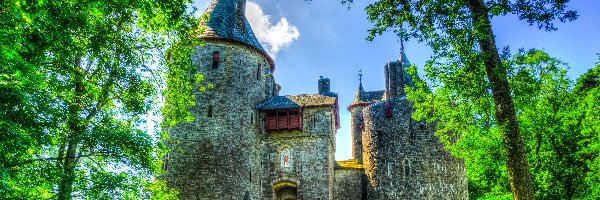 Wielka Brytania, Tongwynlais, Południowa Walia, HDR, Zamek Coch