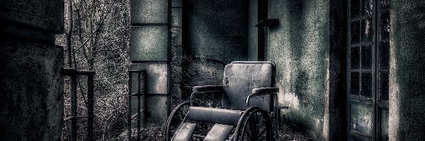 Wózek, Drzwi, Inwalidzki, Ruiny, Budynek