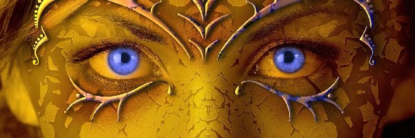 Fantasy, Żółto, Kobieta, Oczy, Niebieskie
