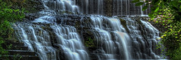 Miasto Ithaca, Stany Zjednoczone, Stan Nowy Jork, Wodospad Cascadilla Gorge Falls