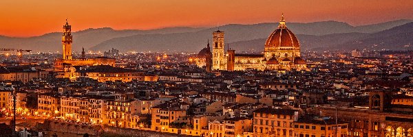 Katedra, Panorama, Florencja, Włochy, Miasta