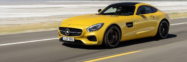 Żółty, AMG, Mercedes, Morze, GT