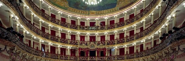 Amazon Theatre, Manaus, Oświetlenie, Żyrandol, Teatr, Siedzenia, Loże, Brazylia