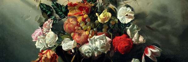 Aleksiej Antonow, Kwiaty, Martwa Natura, Obraz, Owoce