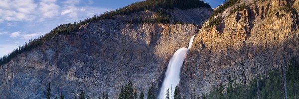 Kolumbia Brytyjska, Las, Park Narodowy Yoho, Kanada, Wodospad Takakkaw Falls, Góry