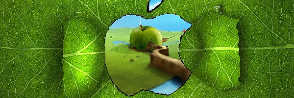 Logo, 3D, Apple, Zielone