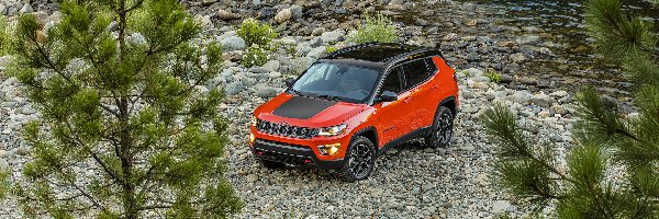 Rzeka, Jeep Compass, Czerwony