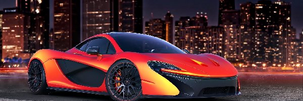 Samochód Sportowy, P1, McLaren, Noc, Miasto