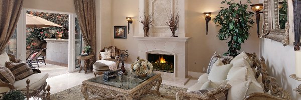 Kominek, Taras, Kanapa, Salon