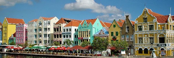 Morze, Kolorowe, Nabrzeże, Curacao, Kamieniczki