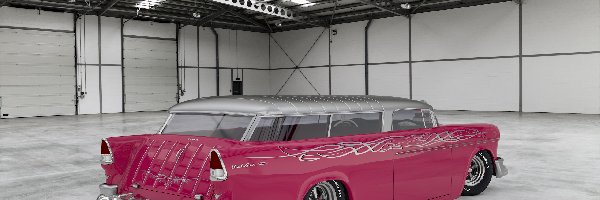Zabytkowy, Tył, 1955, Chevrolet Bel Air Nomad Custom