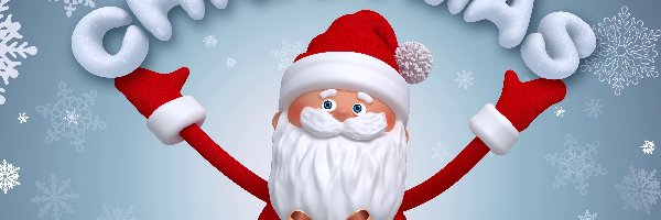 Mikołaj, Śnieżynki, Prezent, Boże Narodzenie