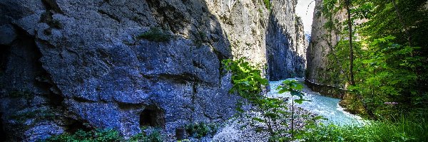 Szwajcaria, Wioska Haslital, Kanton Berno, Skały, Wąwóz Aare Gorge, Rzeka Aare
