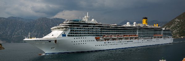 Włoski, Pasażerski, Statek, Costa Mediterranea, Wycieczkowy
