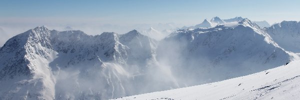 Góry, Śnieg, Mgła