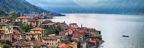 Region Lombardia, Domy, Góry Alpy, Włochy, Miasto Como, Jezioro Como