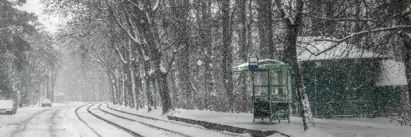Poznań, Tory, Przystanek, Sołacz, Śnieg, Zima