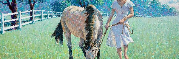 Reprodukcja, Kobieta, Obrazu, Arthur Sarnoff, Koń