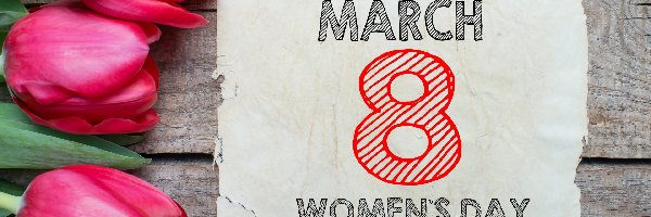 Tulipany, Napis, Kartka, Dzień Kobiet