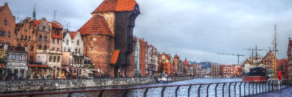 HDR, Rzeka, Kamienice, Motława, Gdańsk, Nabrzeże, Zabytki