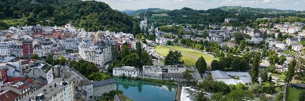 Sanktuarium Matki Bożej, Lourdes, Francja, Oksytania, Rzeka Gave de Pau, Góry, Pireneje, Miasto