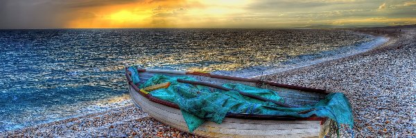 Łódka, Plaża, Morze