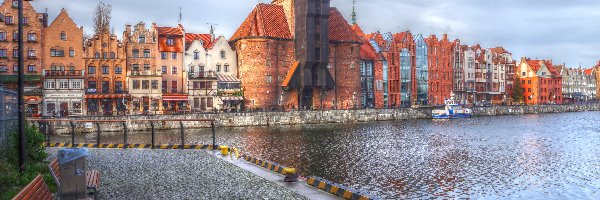 Zabytki, Rzeka, Kamienice, HDR, Motława, Gdańsk