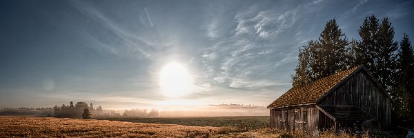 Szopa, Pola, Wschód słońca, Drewniana