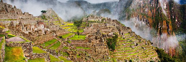 Góry, Peru, Mgła, Machu Picchu