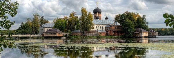 Chmury, Odbicie, Jezioro, Cerkiew