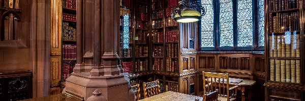 Książki, Manchester, Anglia, Stoły, Biblioteka John Rylands Library, Wnętrze