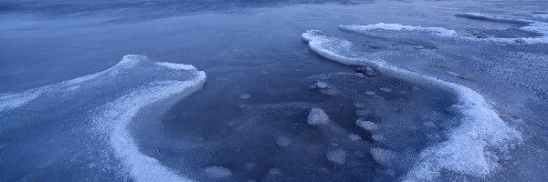 Morze Barentsa, Góry, Rosja, Obwód murmański, Miejscowość Teriberka, Lód, Zatoka Kolska, Zima