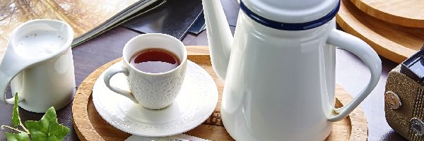 Herbata, Mleko, Filiżanka, Dekoracja, Dzbanek
