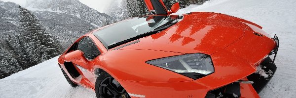 Lamborghini, Zima, Aventador, Auto