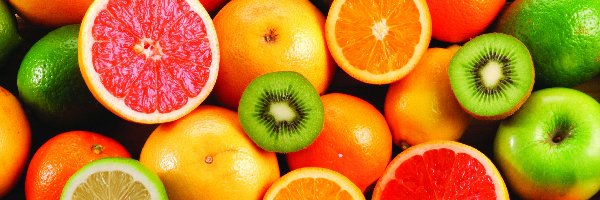 Owoce, Cytryna, Pomarańcza, Kiwi, Jabłko, Limonka, Mandarynka