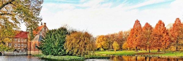 Park, Pałac, Staw, Jesień